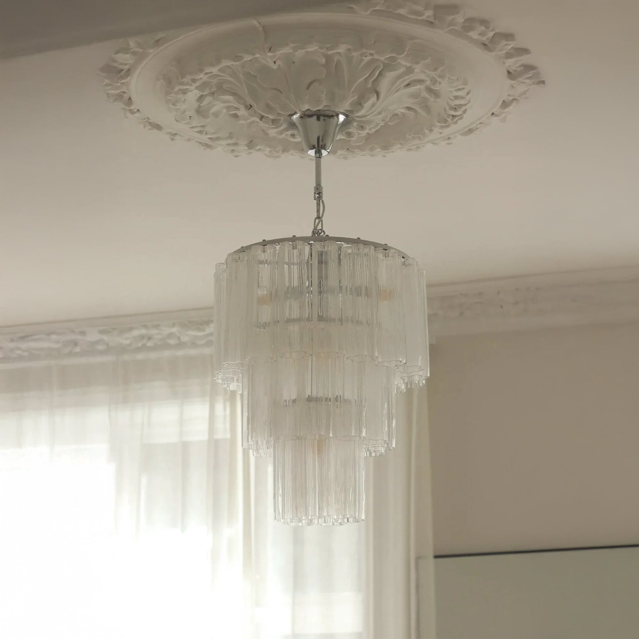 Fontaine Chandelier 3-Layer Chrome/Clear