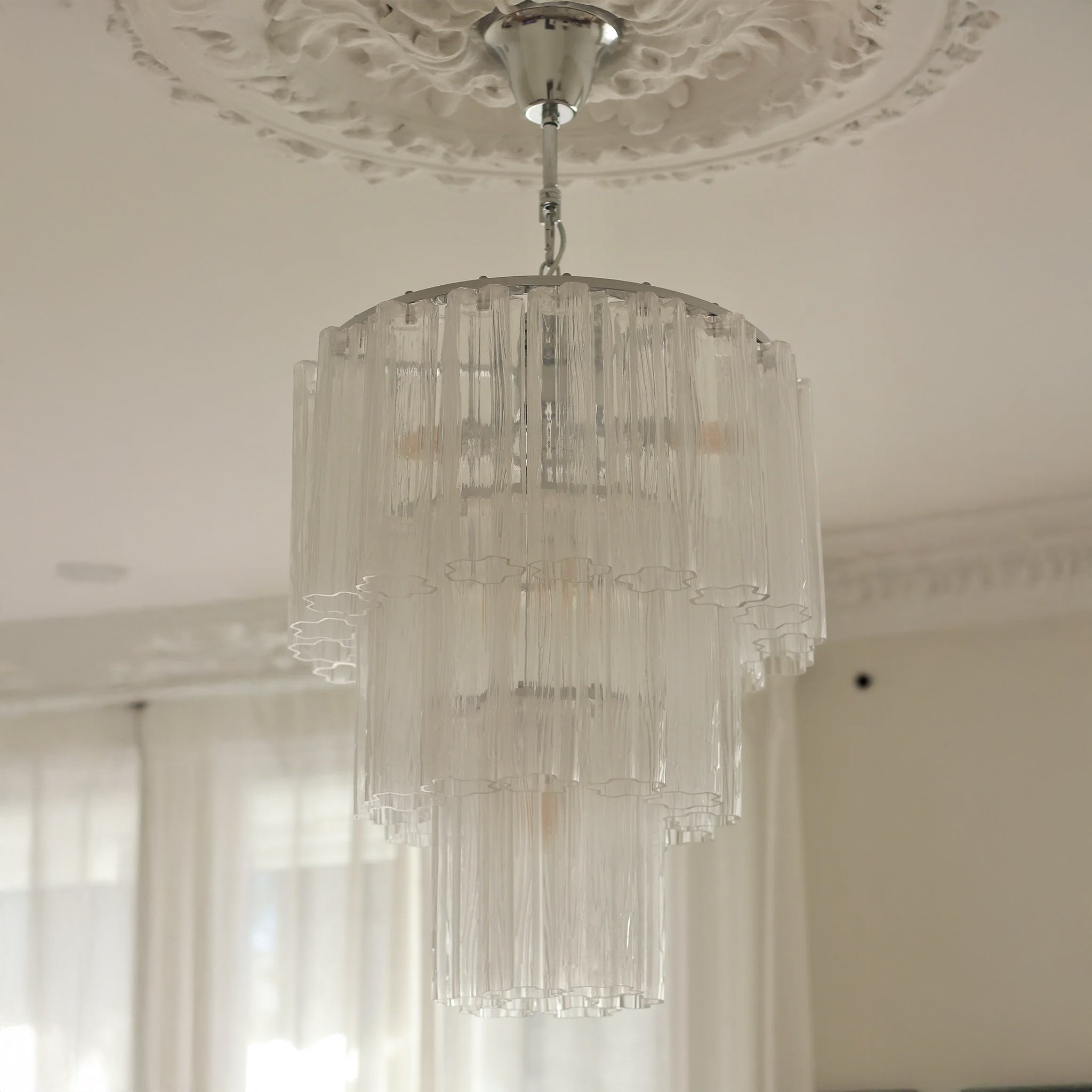 Fontaine Chandelier 3-Layer Chrome/Clear